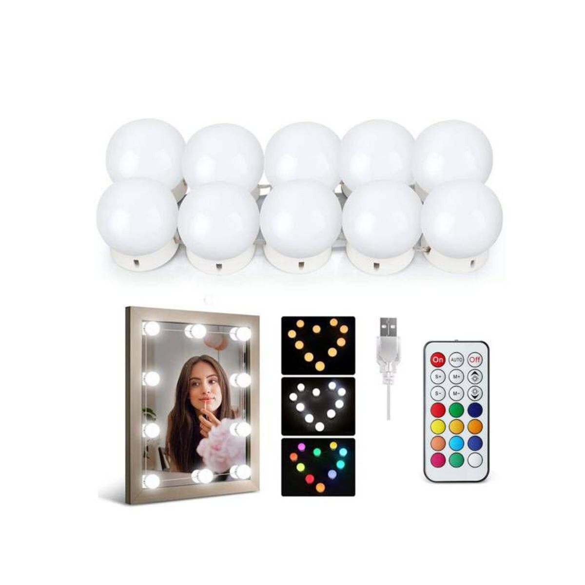 ITELSISTEM - Luces Led Bombillas Plegables Para Espejo Itelsistem Usb