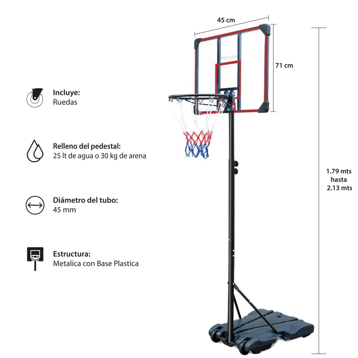 TOP SPIN - Aro - Pedestal de Basketball A200 Easy
