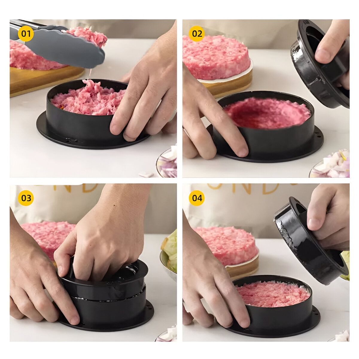 ELMEJORPRECIO - Juego De Moldes Para Hamburguesa Casera Mini Burger Rellenas 3 en 1