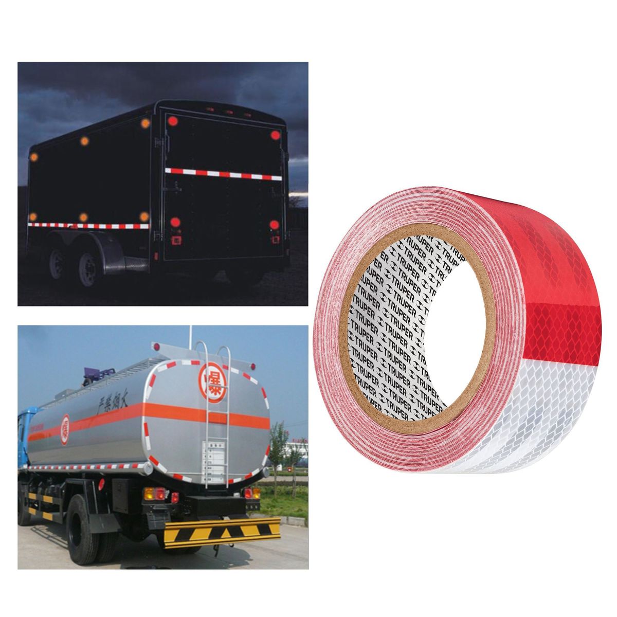 TRUPER - Cinta reflectiva reflejante blanco y rojo 9m autos camiónes