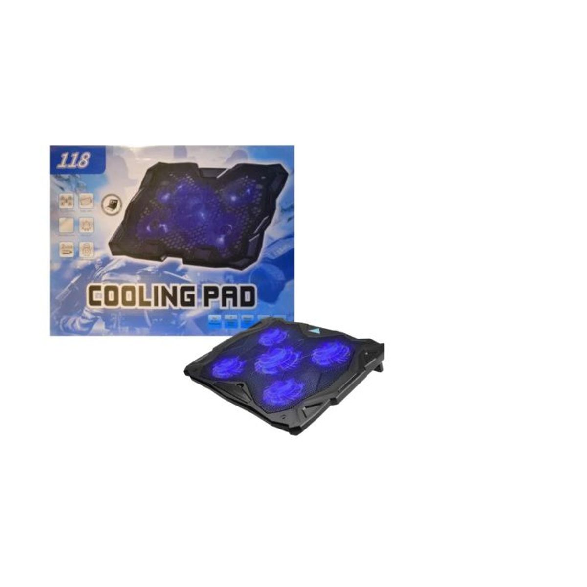 ITELSISTEM - Cooler Gamer Para Laptop 5 Ventiladores 2 Usb hasta 17" Itelsistem