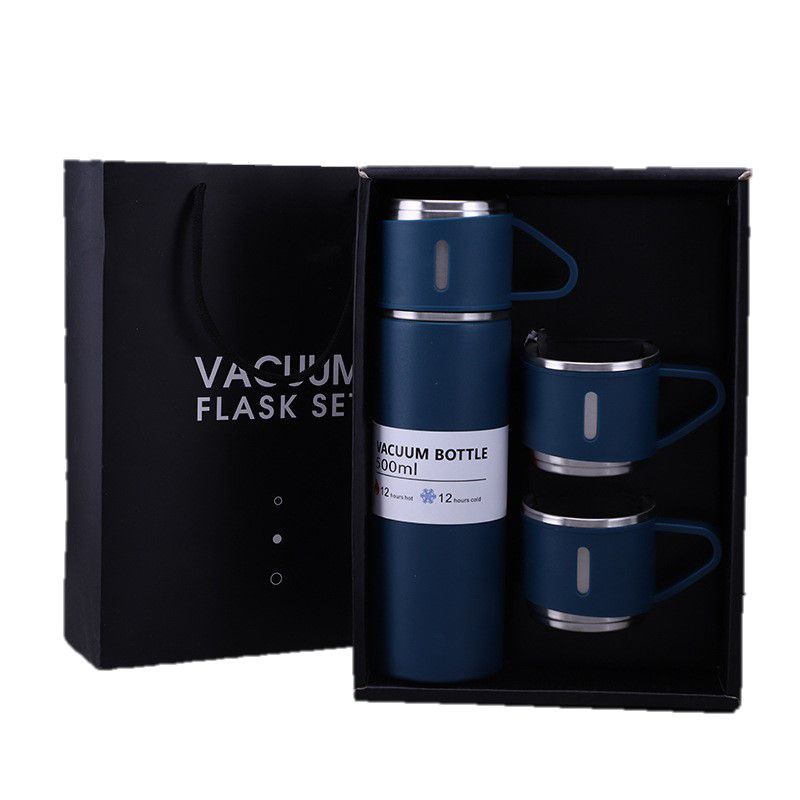 GENERICO - Set de 4 Pz Termo de Acero Inoxidable 500 ml Taza - Azul