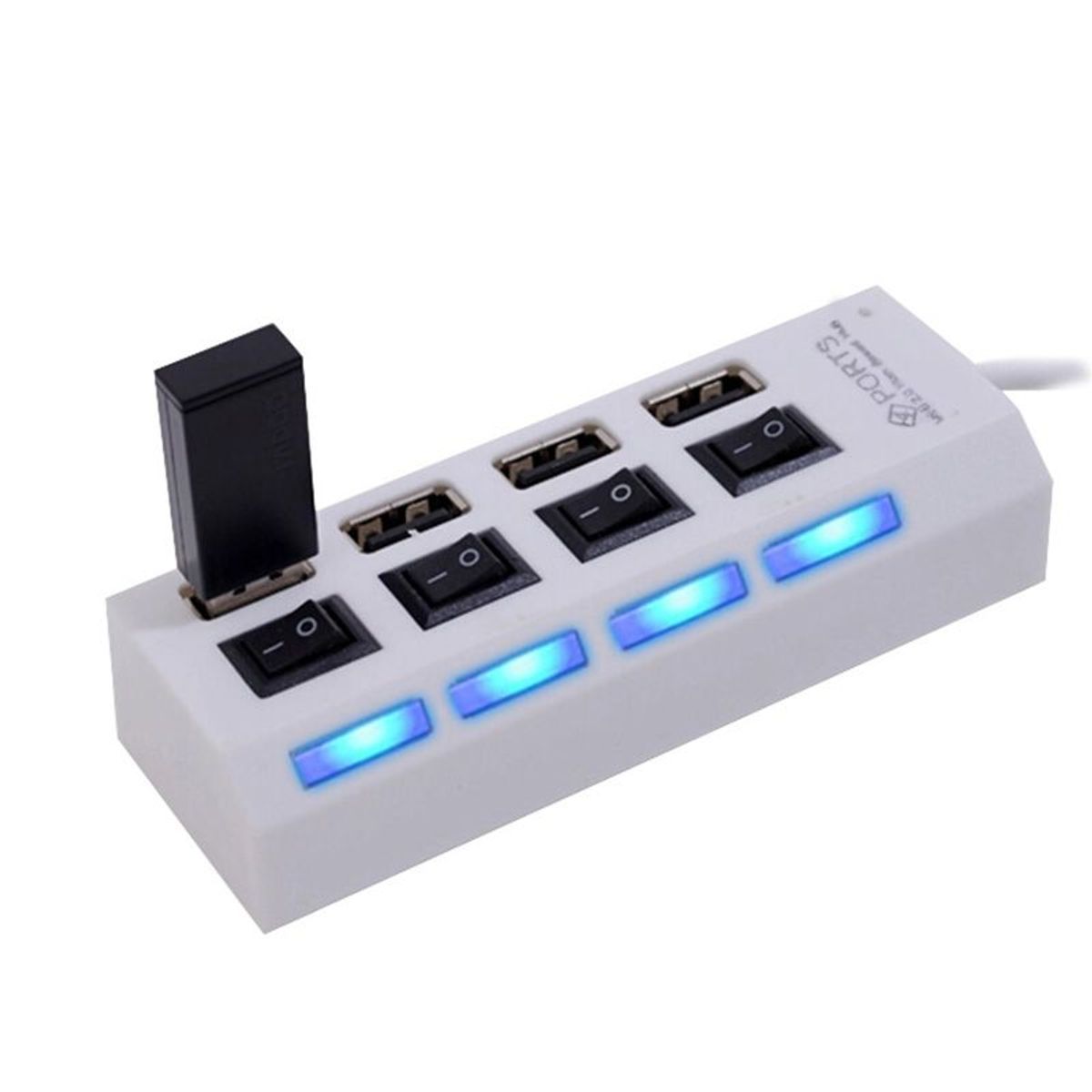 ITELSISTEM - Hub de 4 Puertos Usb alta Velocidad 480 Mbps Blanco Itelsistem Luz