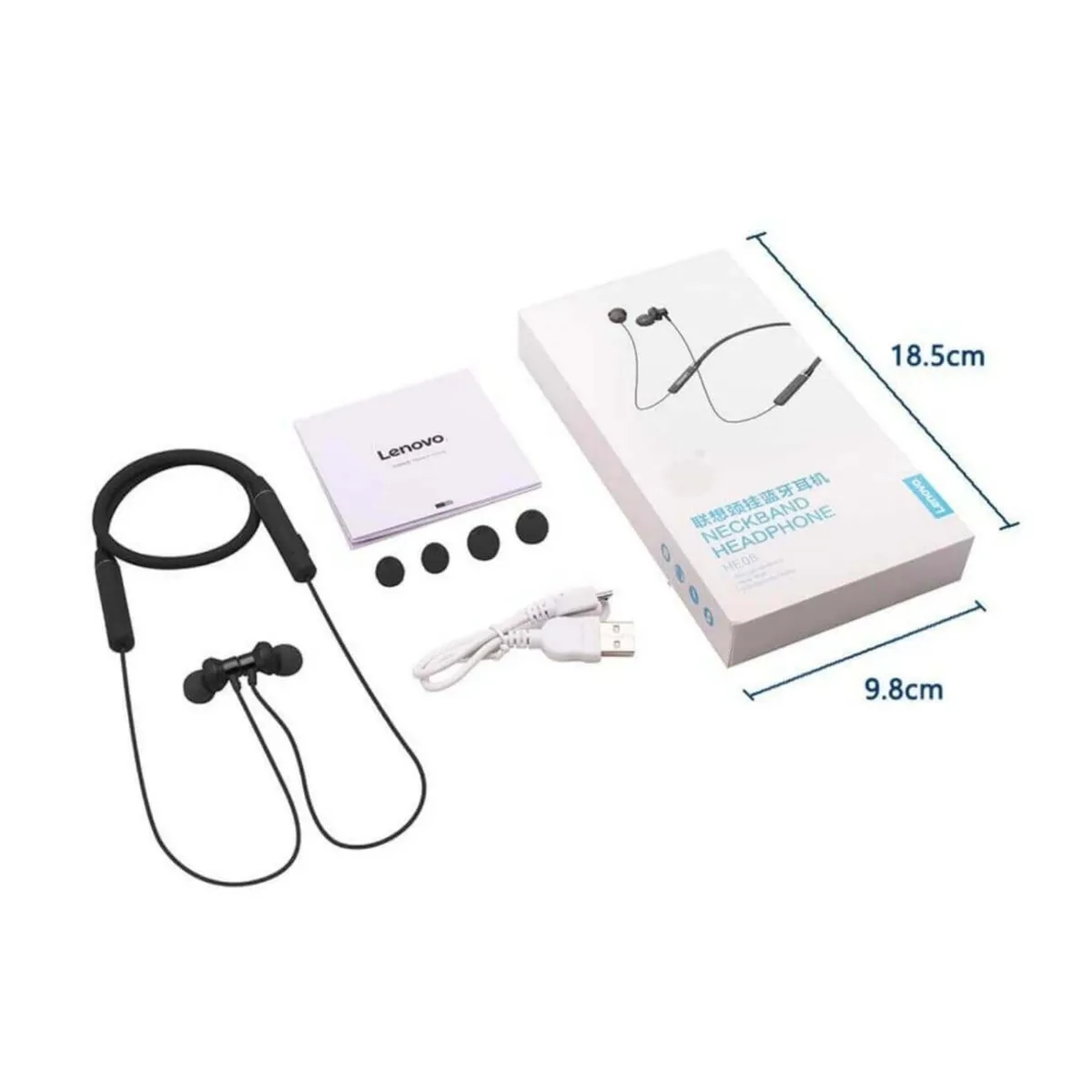 LENOVO - Audífonos Bluetooth Lenovo He05 Negros Pack De 2 Inalámbricos