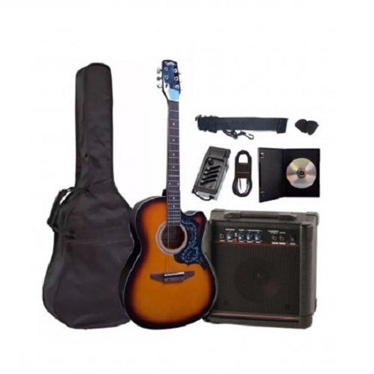 GENERICO - Pack de guitarra electroacústica con amplificador y accesorios.