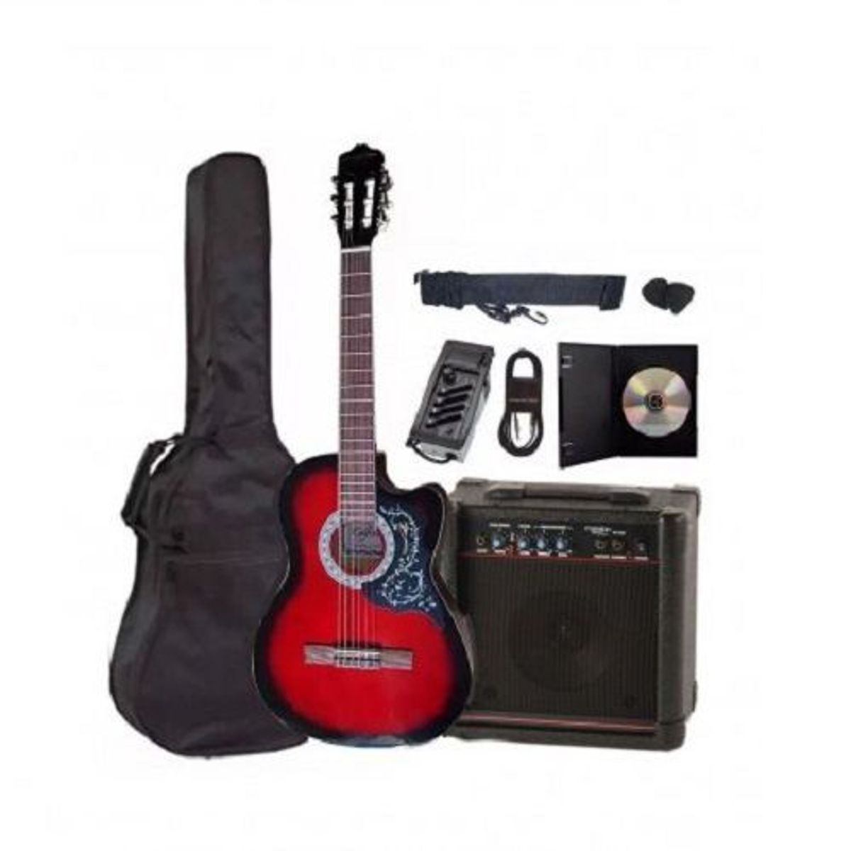GENERICO - Pack de guitarra electroacústica con amplificador y accesorios.