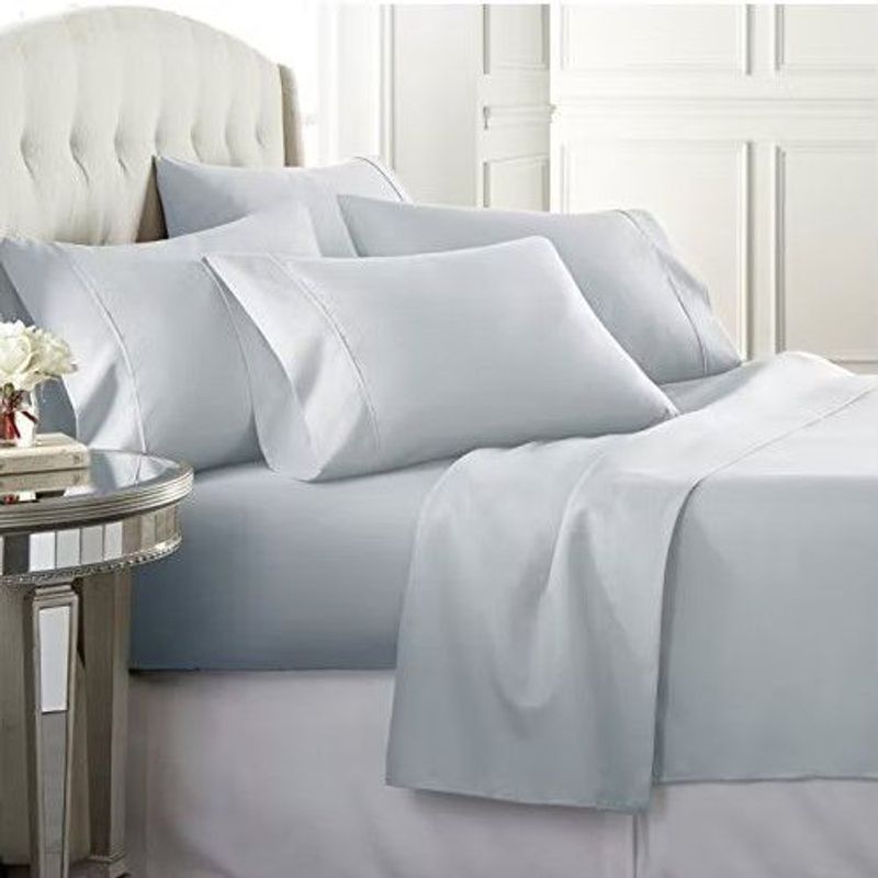 HOME BRANDS - Juego de Sabanas de Bambú Color Gris claro - 1.5 plazas
