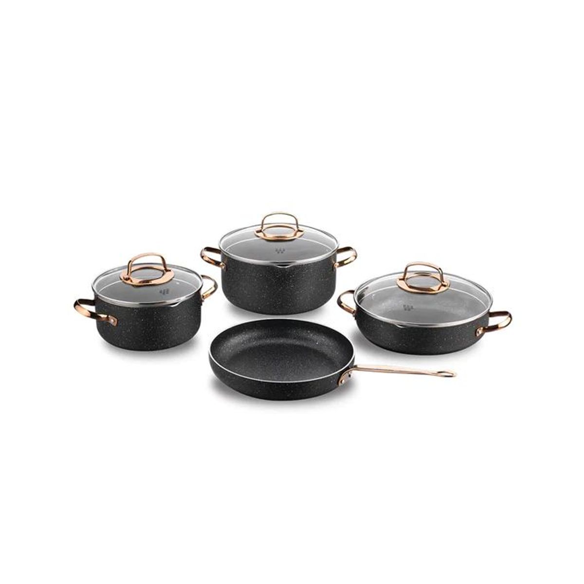 KORKMAZ - Juego de Ollas 7 Piezas Rose Gold Galaski Korkmaz