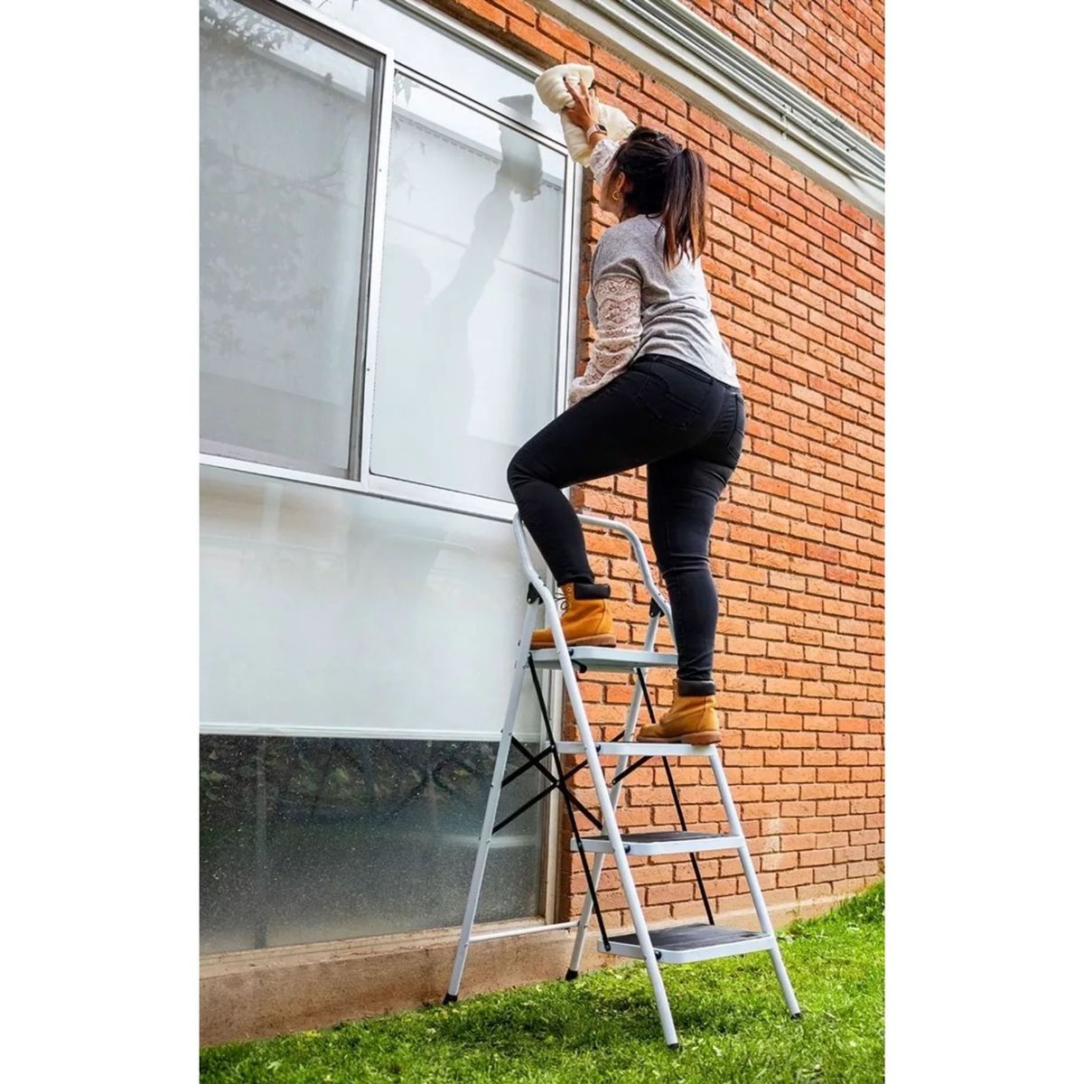 PRETUL - Escalera  tijera 4 peldaños acero, plegable - pretul