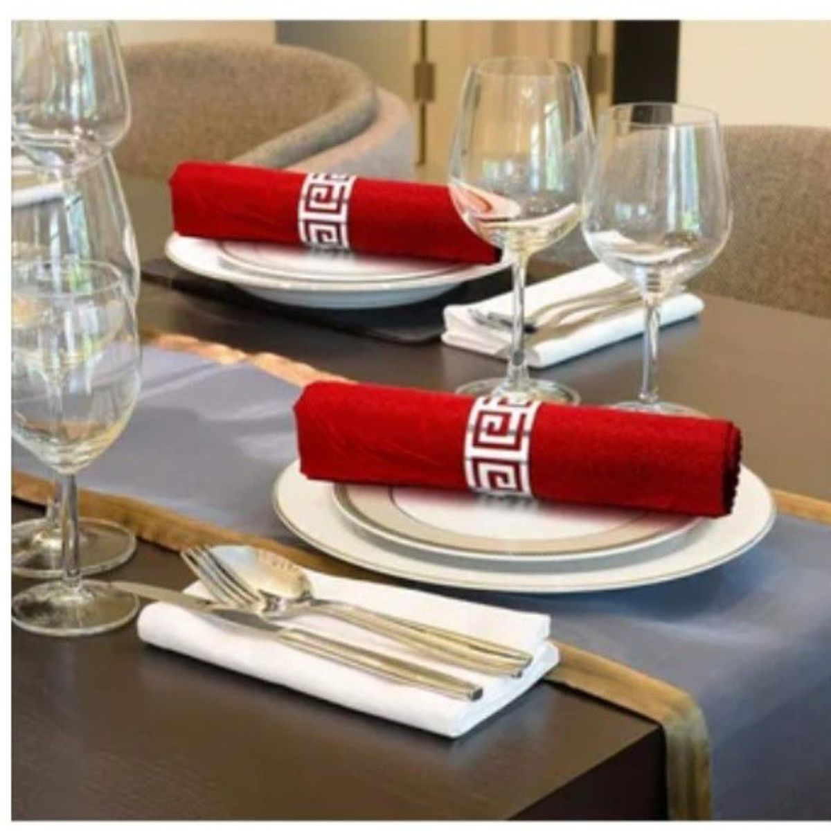 GENERICO - Set de aros de servilletas x 4 piezas plateado de calidad