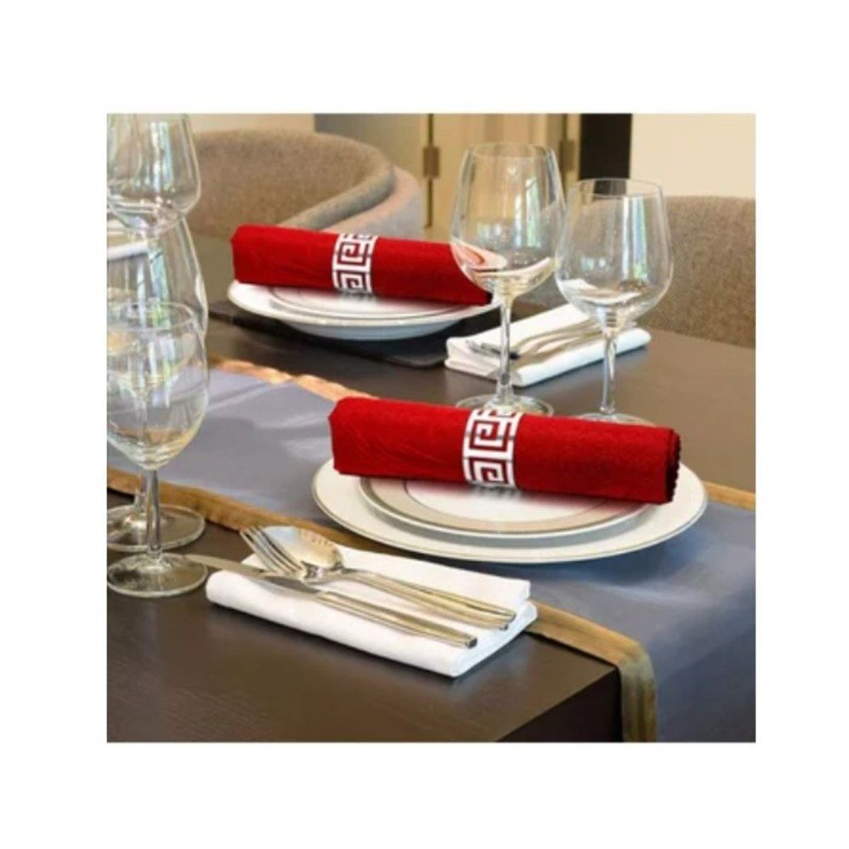 GENERICO - Set de aros de servilletas x 4 piezas plateado de calidad