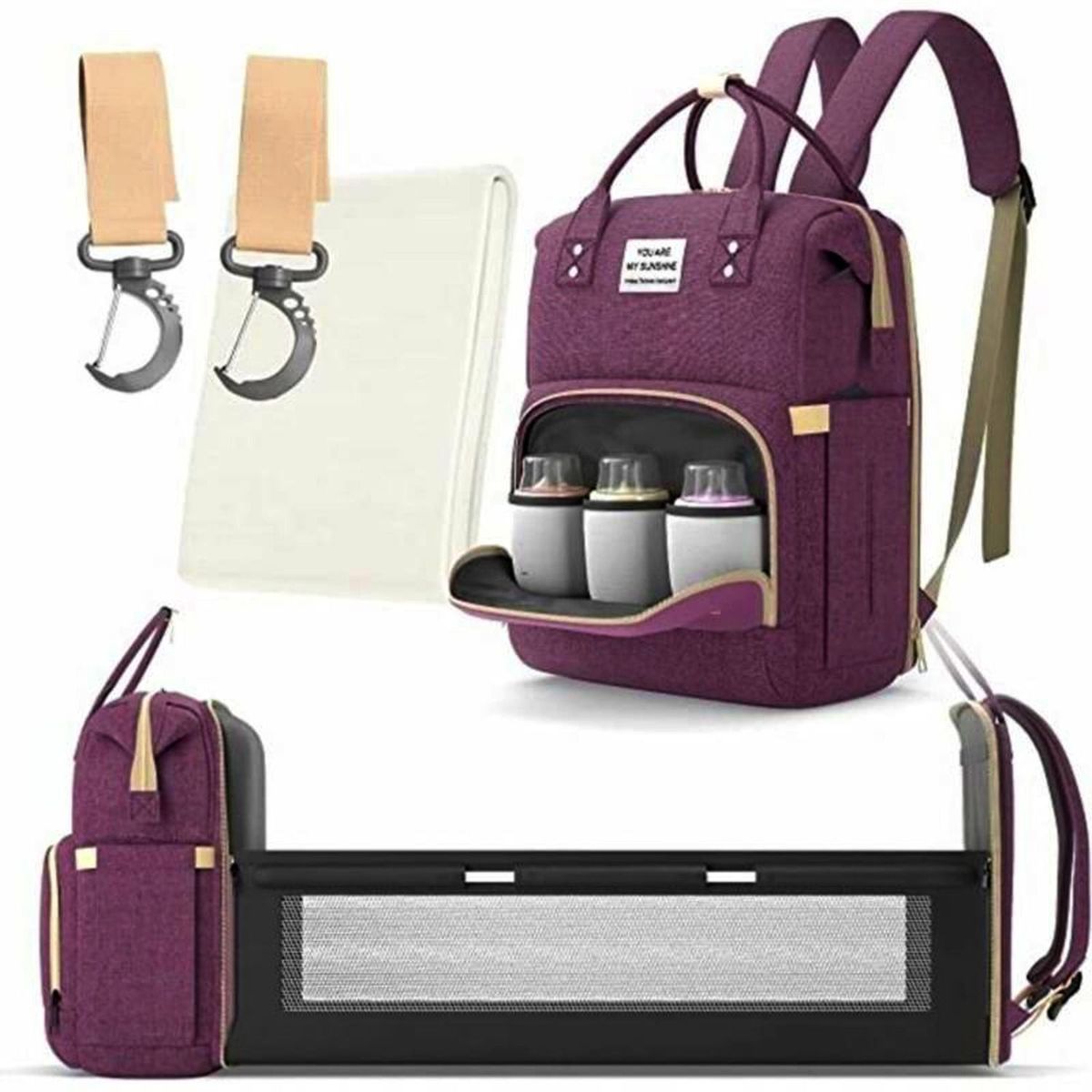 URBAN FIT - MOCHILA PAÑALERA CONVERTIBLE 3 EN 1 - MORADO