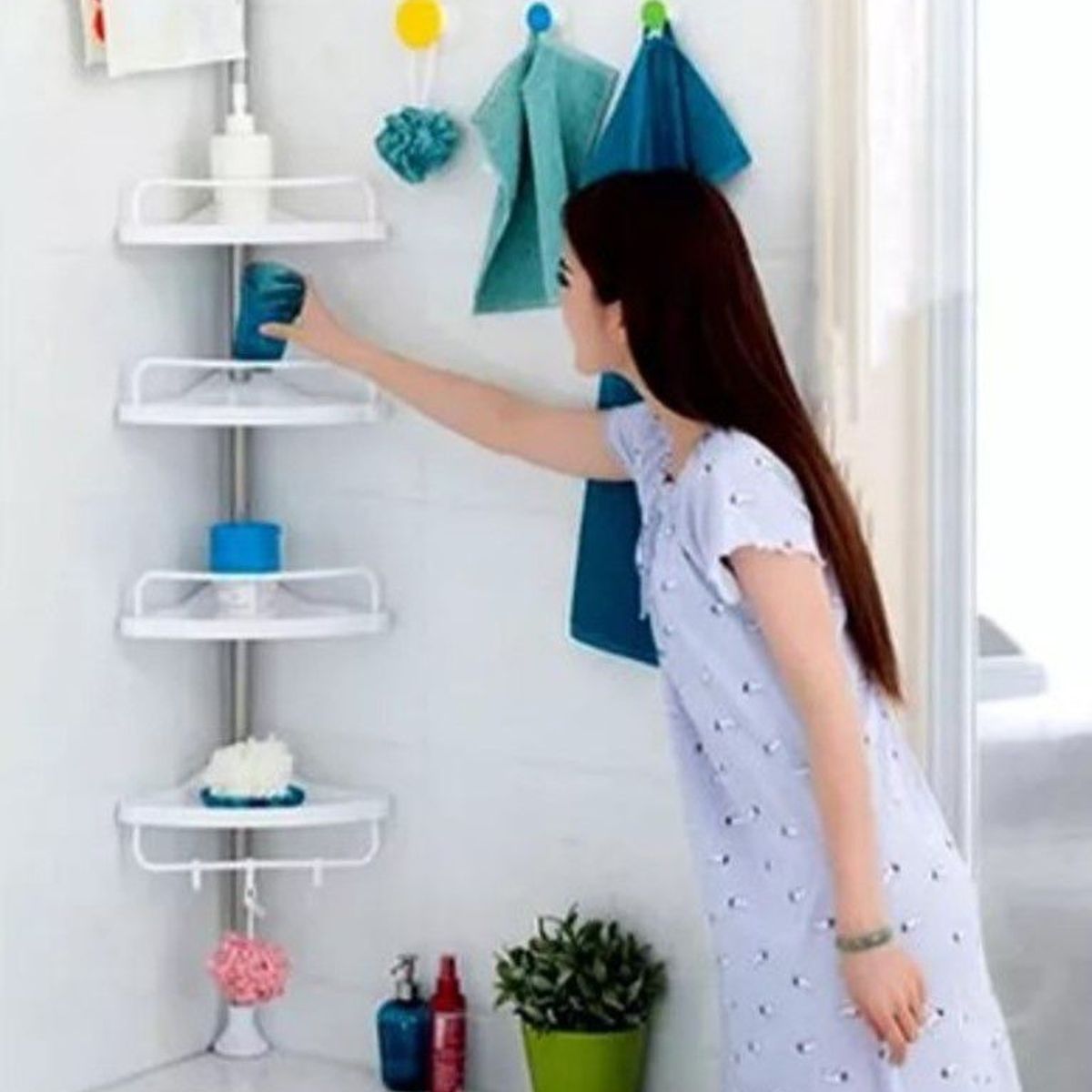 GENERICO - Estante Esquinero  de 4 niveles para ducha de baño de Calidad