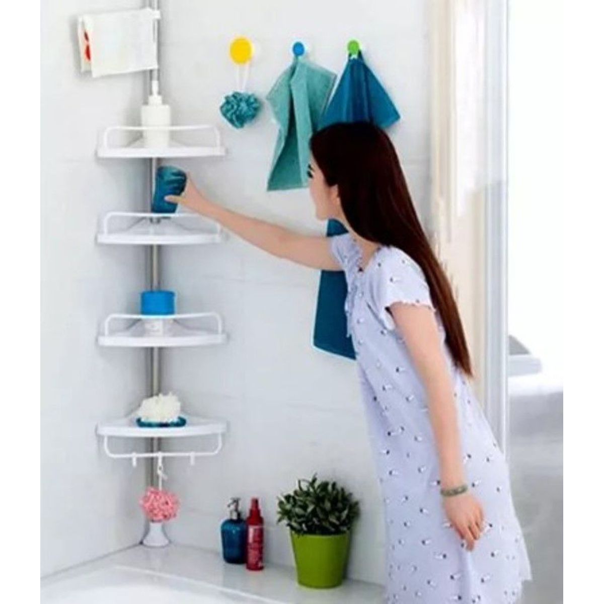 GENERICO - Estante Esquinero  de 4 niveles para ducha de baño de Calidad