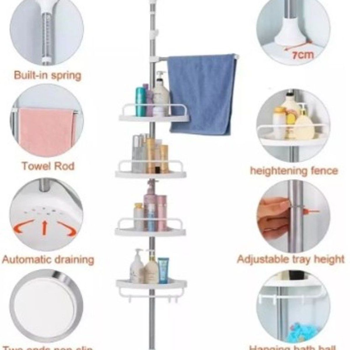 GENERICO - Estante Esquinero  de 4 niveles para ducha de baño de Calidad