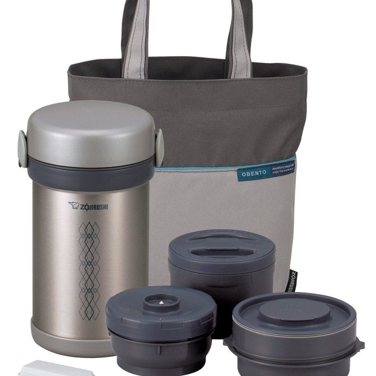 ZOJIRUSHI - Termo lonchera 3 divisiones 850ml con maleta plata sl-nce09 zojirushi