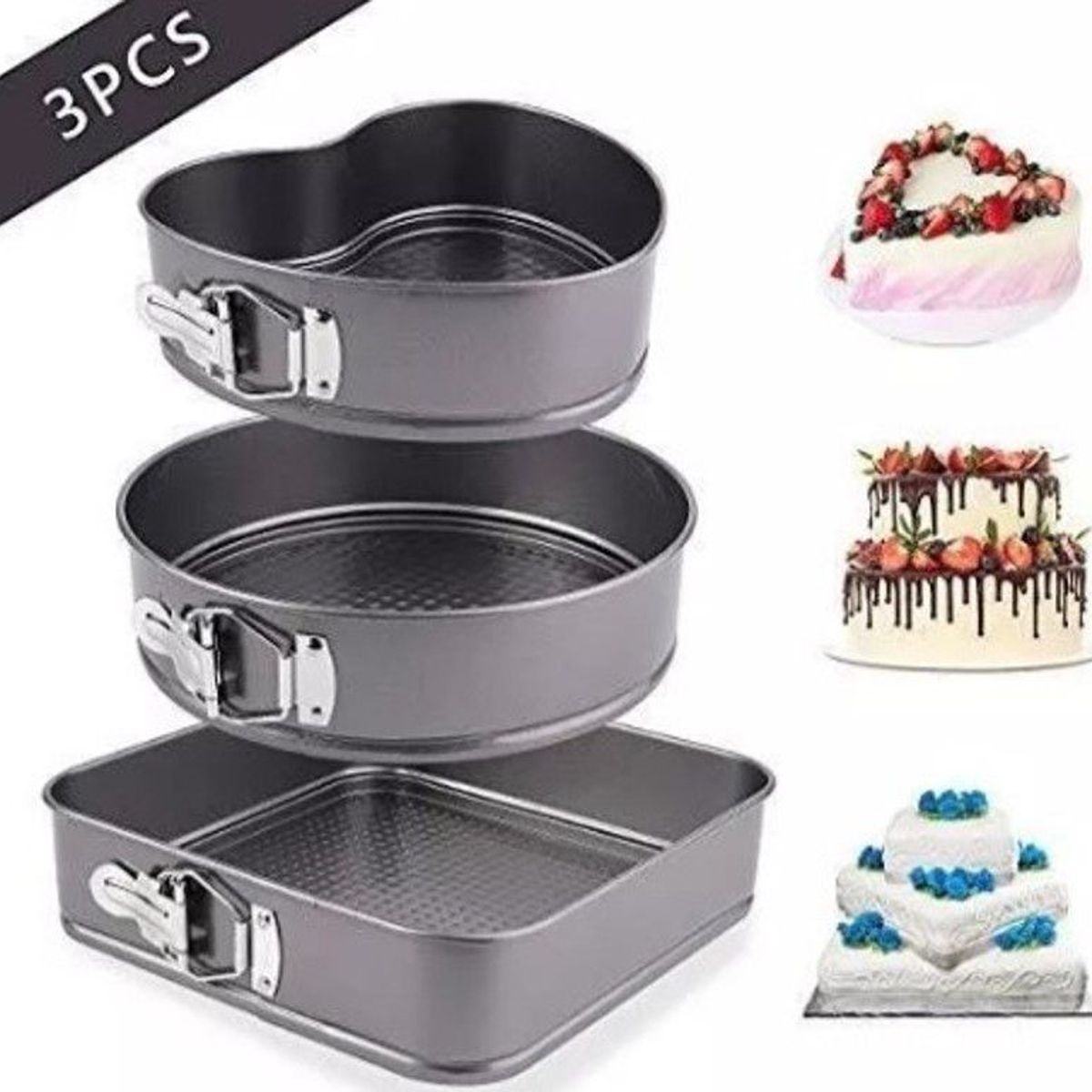 GENERICO - Molde Keke Pasteles Reposteria Set X 3 Piezas de calidad