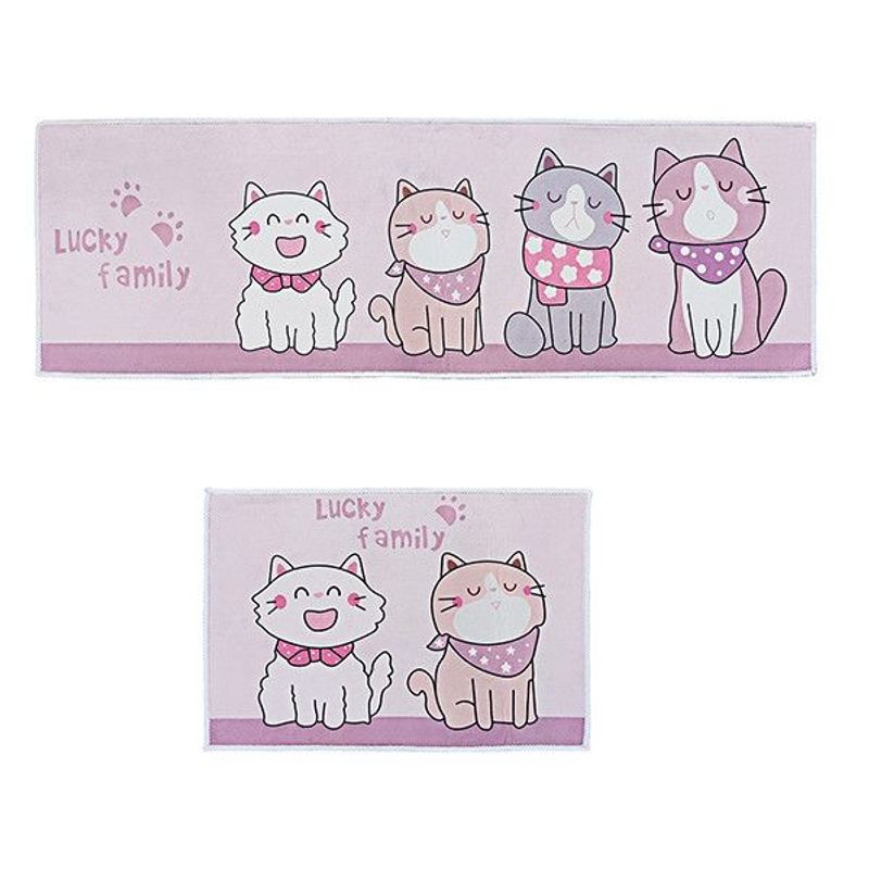 GENERICO - SET DE TAPETES PARA COCINA DISEÑO GATO KAWAII