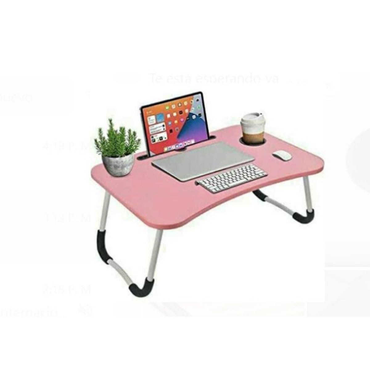 GENERICO - Mesa de laptop plegable ROSADO CON PORTAVASO 100 de alta CALIDAD