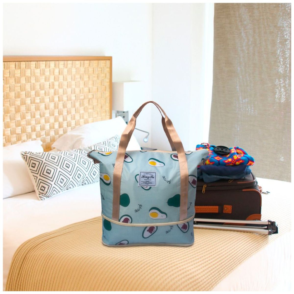 MINARI - Bolso de Viaje Cartera Expandible Impermeable Verde 30B