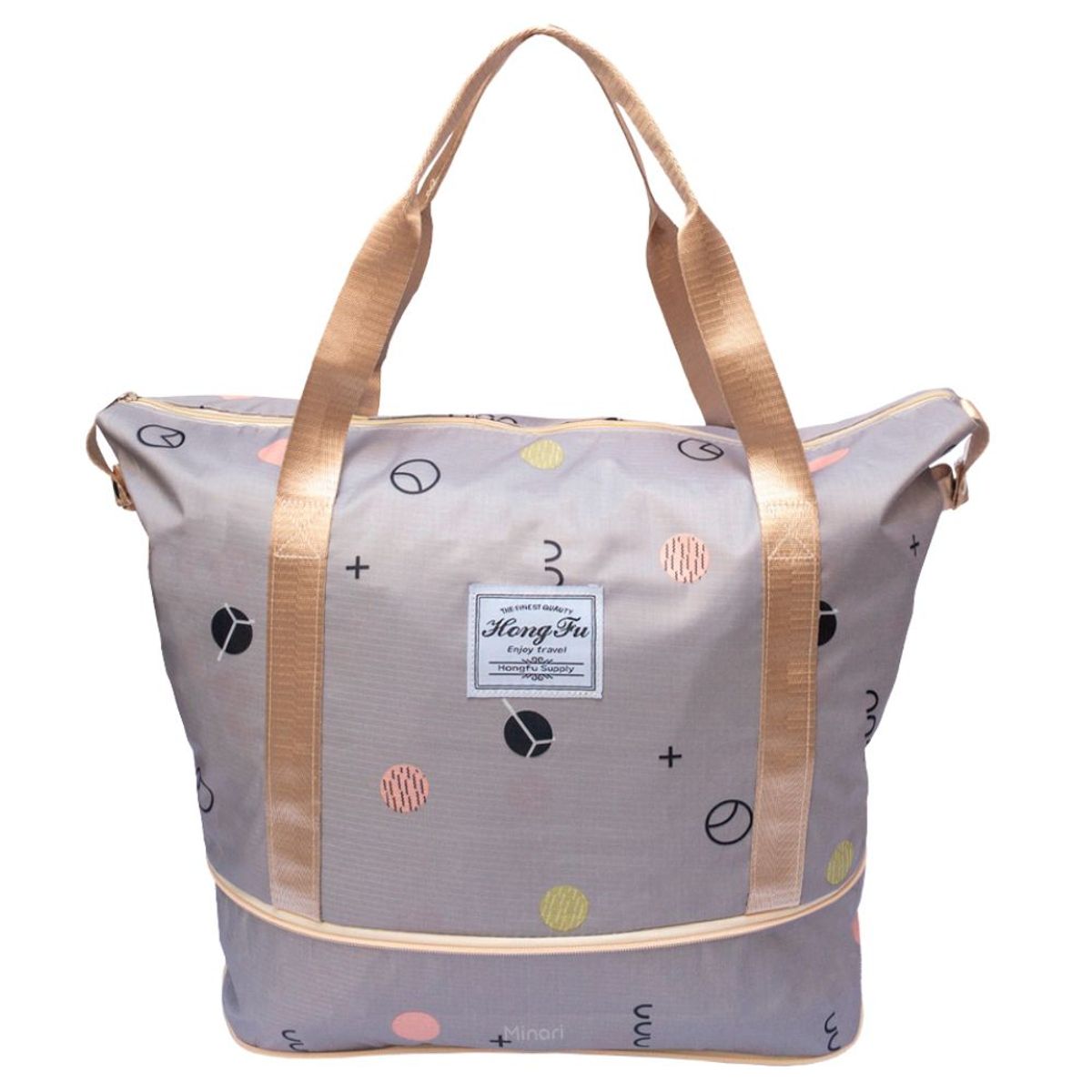 MINARI - Bolso de Viaje Cartera Expandible Impermeable Lila Puntos 30B