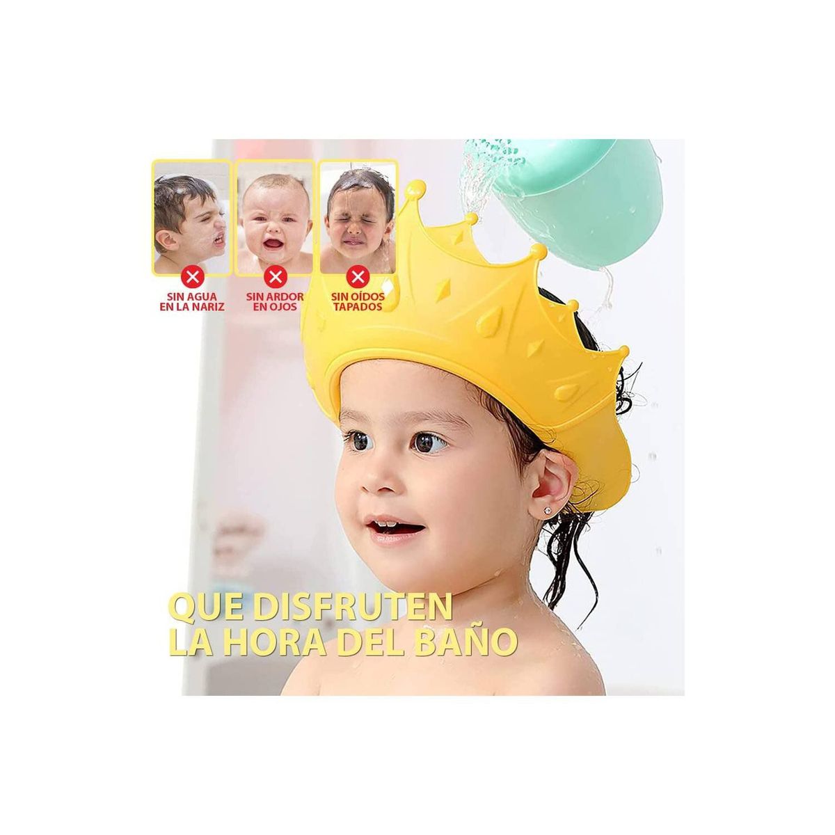 GENERICO - Gorro de Ducha en Forma de Corona para Bebé - Amarillo