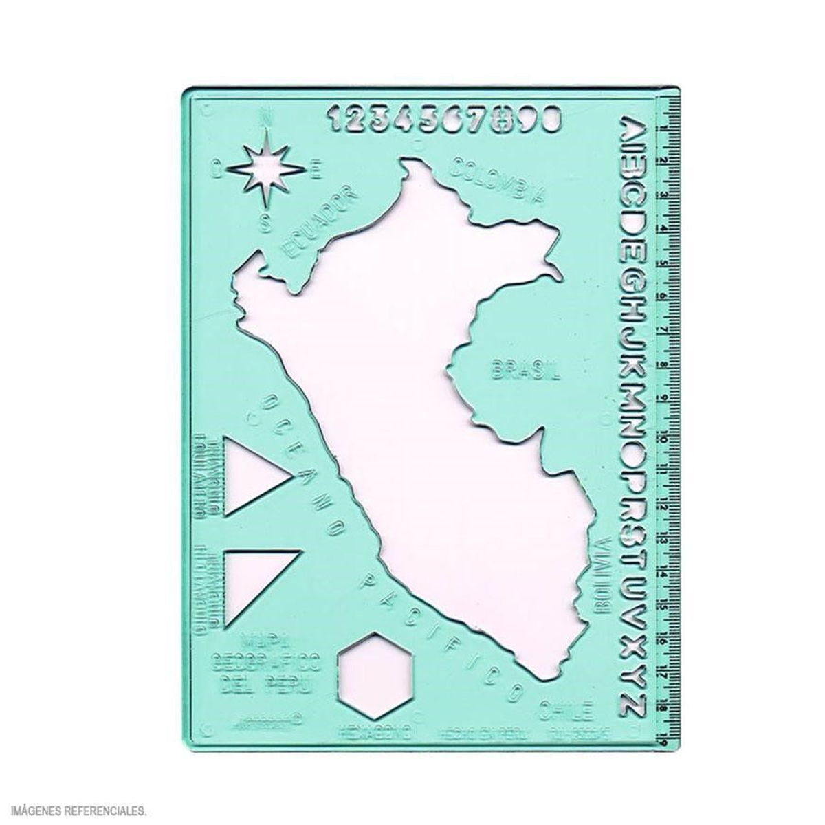 GENERICO - Regla con plantilla del mapa del Perú para dibujar