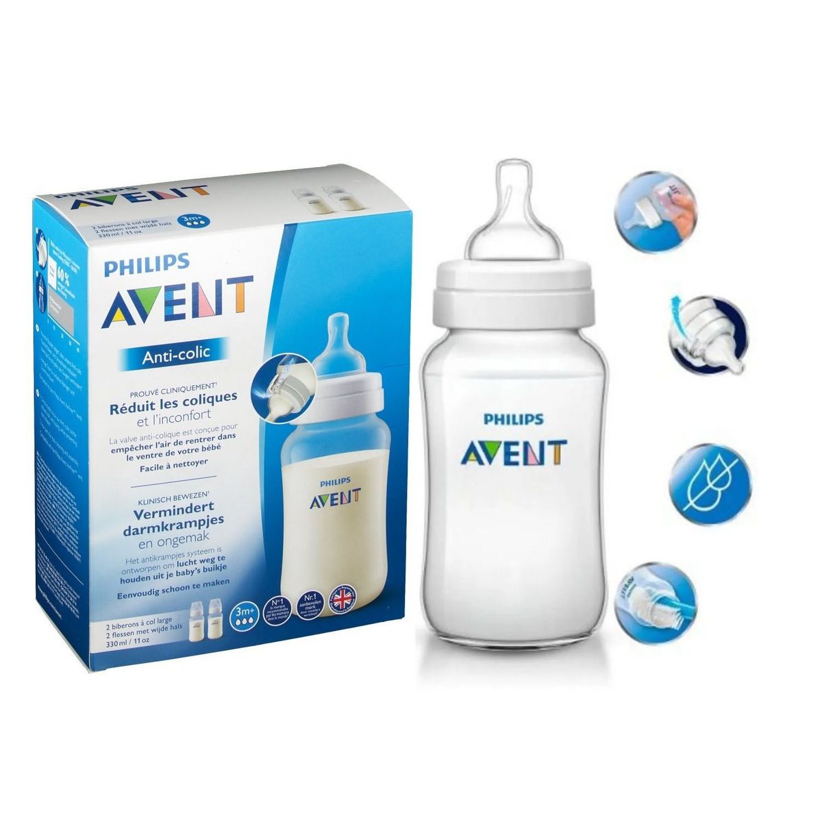 AVENT - Biberon Avent Anticolico Pack 2 Uunid. 330 ML SCF816/27