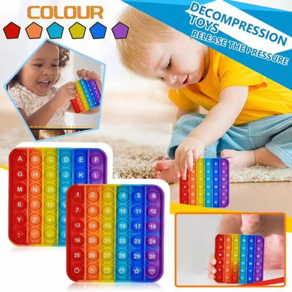 GENERICO - Pop It Alfanumérico Reversible Educativo Letras Y Números