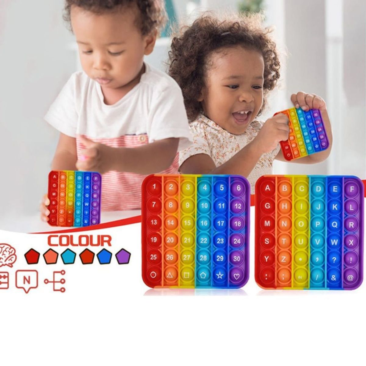 GENERICO - Pop It Alfanumérico Reversible Educativo Letras Y Números