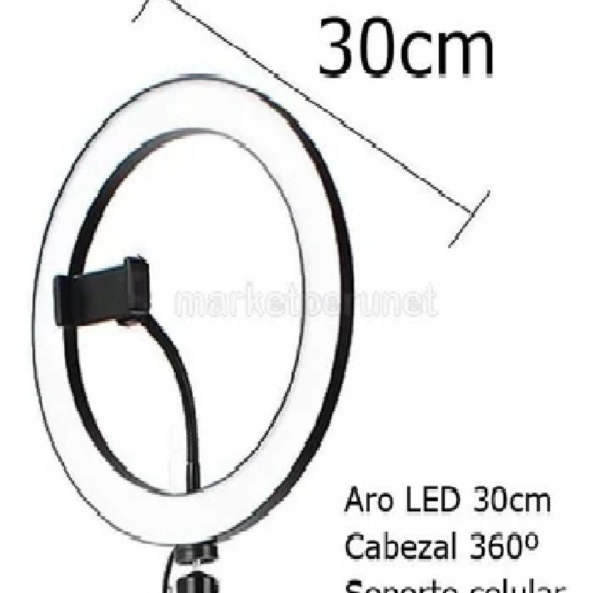 GENERICO - Aro Luz Led Anillo 30 Cm Fotografia Video + Tripode 2.1 Metros