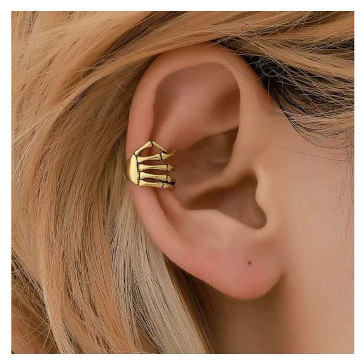 GENERICO - Set x 2Und de Aretes Clic para Cartílago Modelo Manito Calavera Unisex