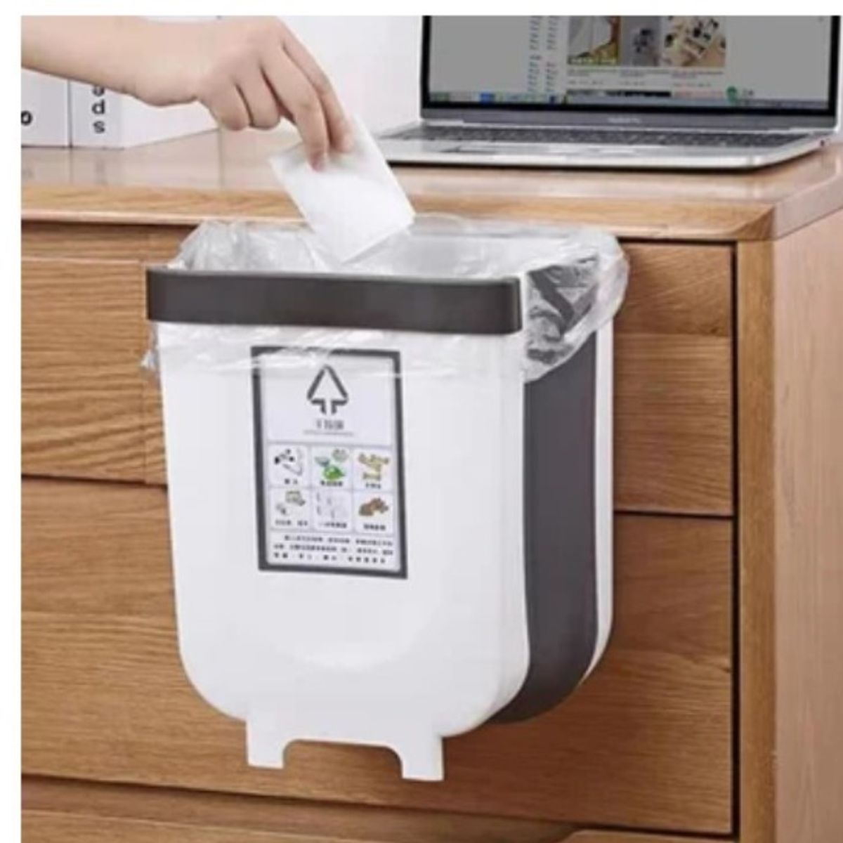 GENERICO - tacho de basura Plegable Blanco GRANDE y de Calidad