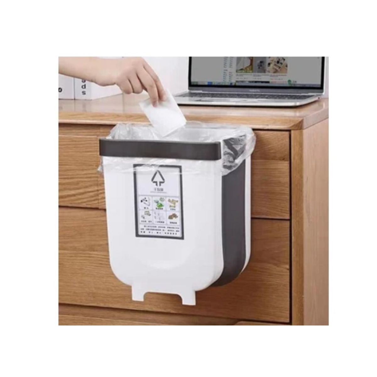 GENERICO - tacho de basura Plegable Blanco GRANDE y de Calidad