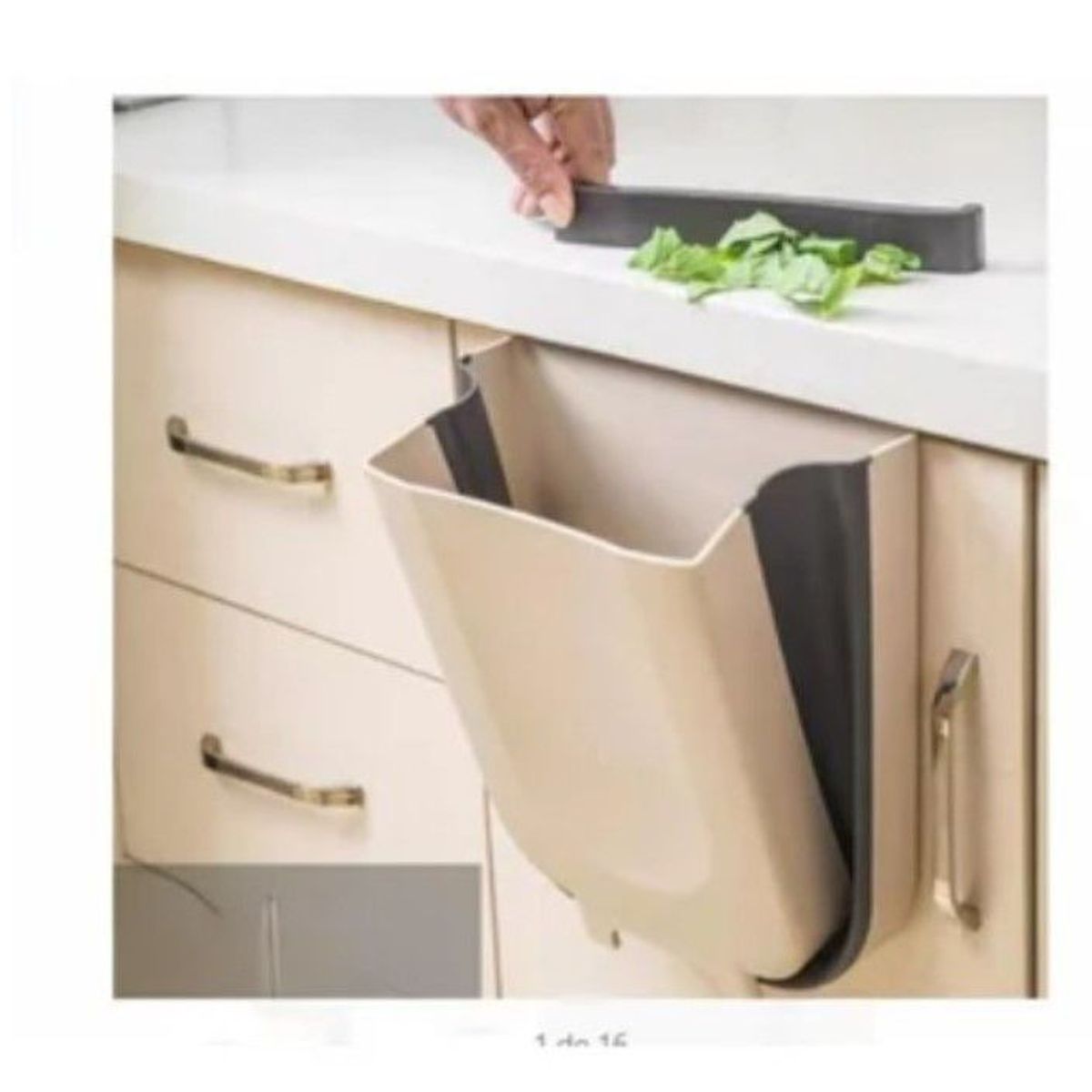 GENERICO - tacho de basura Plegable  GRANDE y de Calidad BEIGE