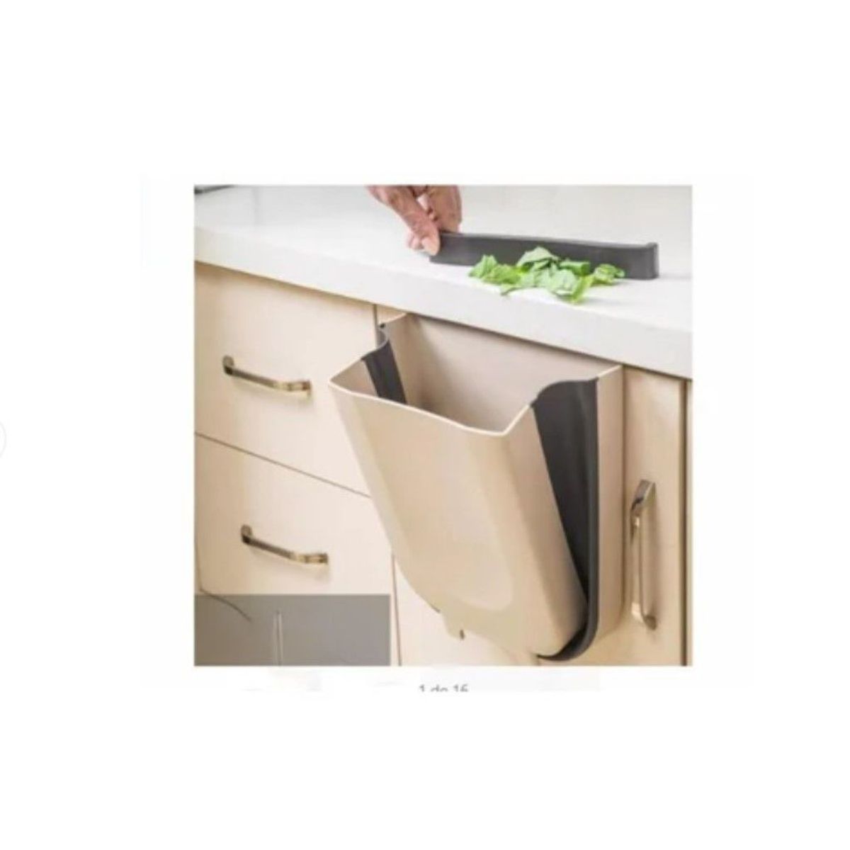 GENERICO - tacho de basura Plegable  GRANDE y de Calidad BEIGE