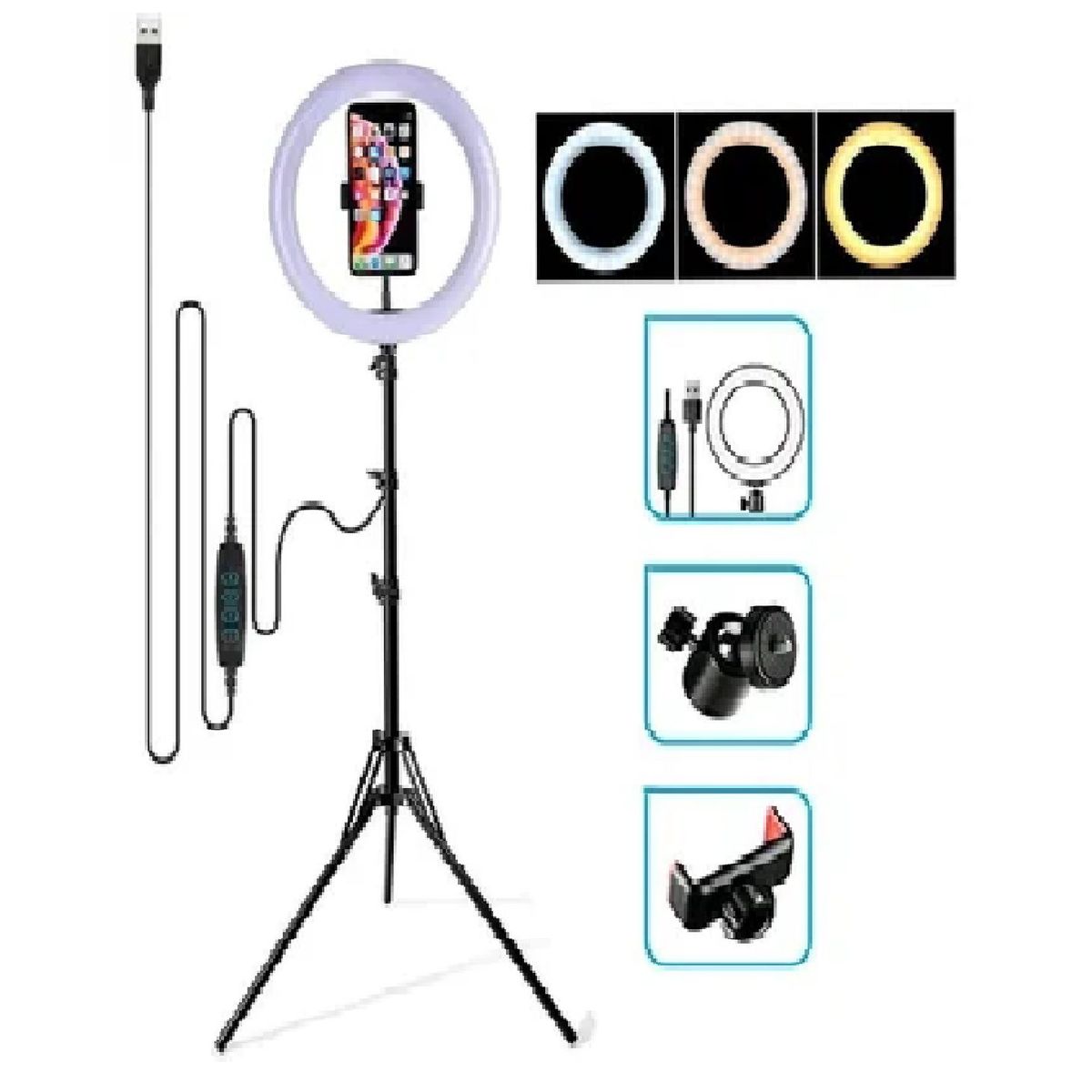 GENERICO - Combo Influencer Aro LED de 26 cm + Trípode de 2.1 m