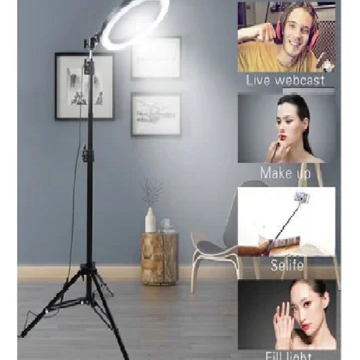 GENERICO - Combo Influencer Aro LED de 26 cm + Trípode de 2.1 m