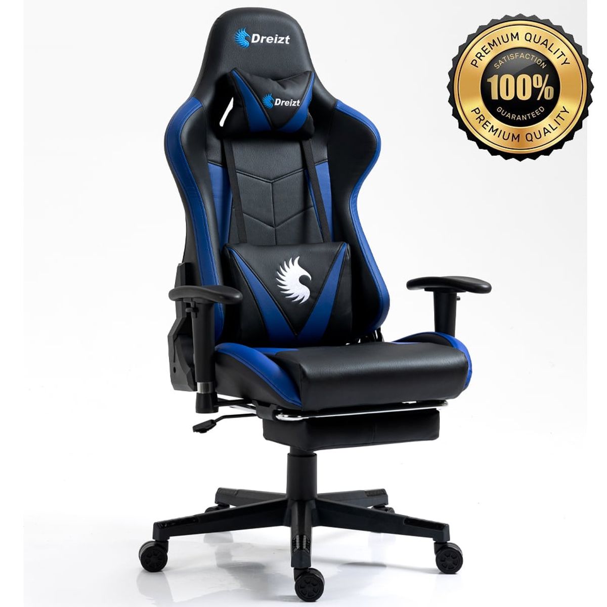 DREIZT - Silla Gamer Dreizt Apolo Series Azul 180° Alta Calidad con Posapies