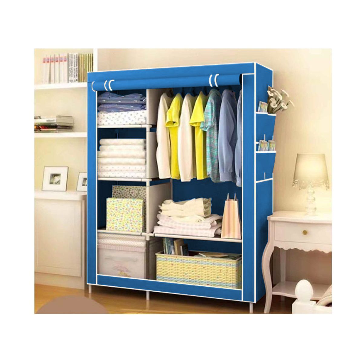 GRETAIL - Ropero Closet Organizador Ropa De 2 Cuerpos Labrado Celeste.