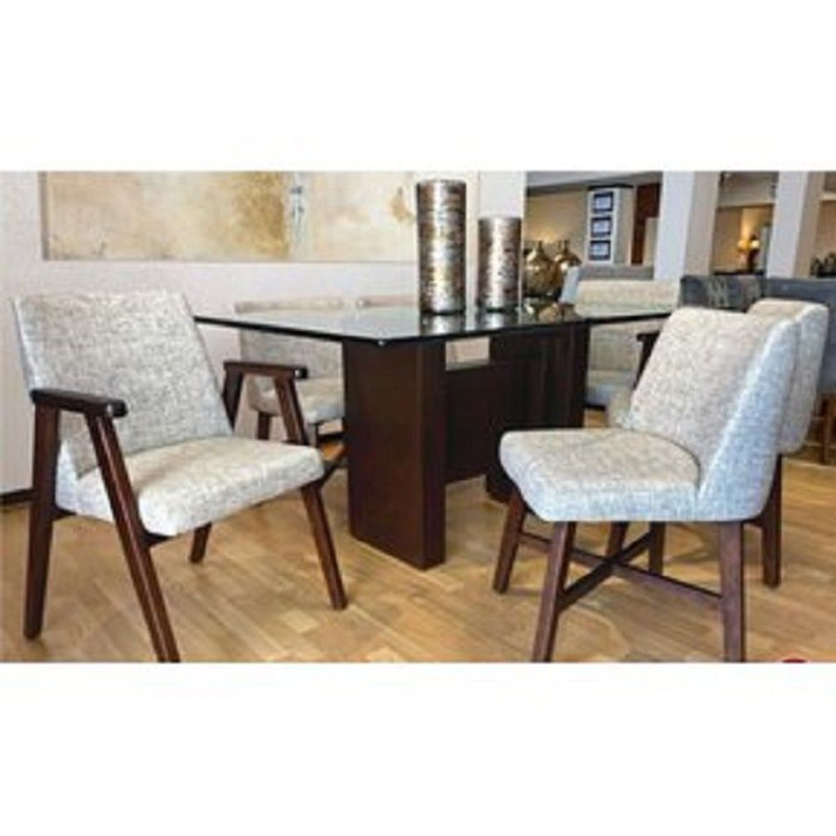 DMUEBLES - Juego De Comedor 4 Sillas + 2 Butacas Harry Marfil