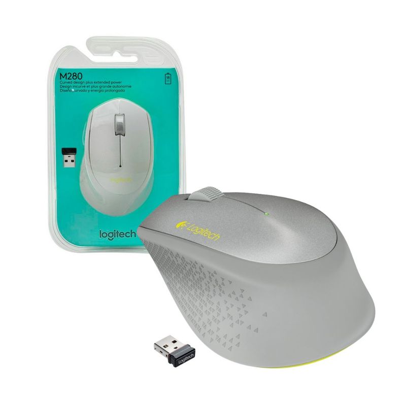 LOGITECH - Mouse Óptico Inalámbrico Diseño Curvo Logitech M280 1000 Dpi Plomo