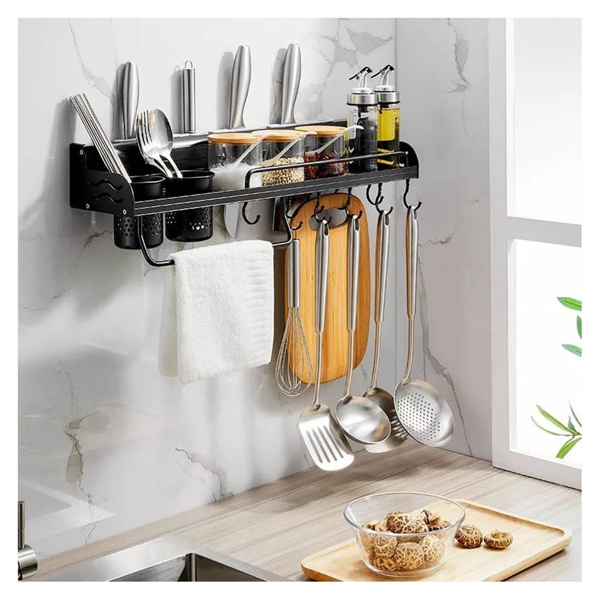 ELMEJORPRECIO - Repisa Organizador De Cocina Porta Cubiertos Cuchillo Especias 60cm