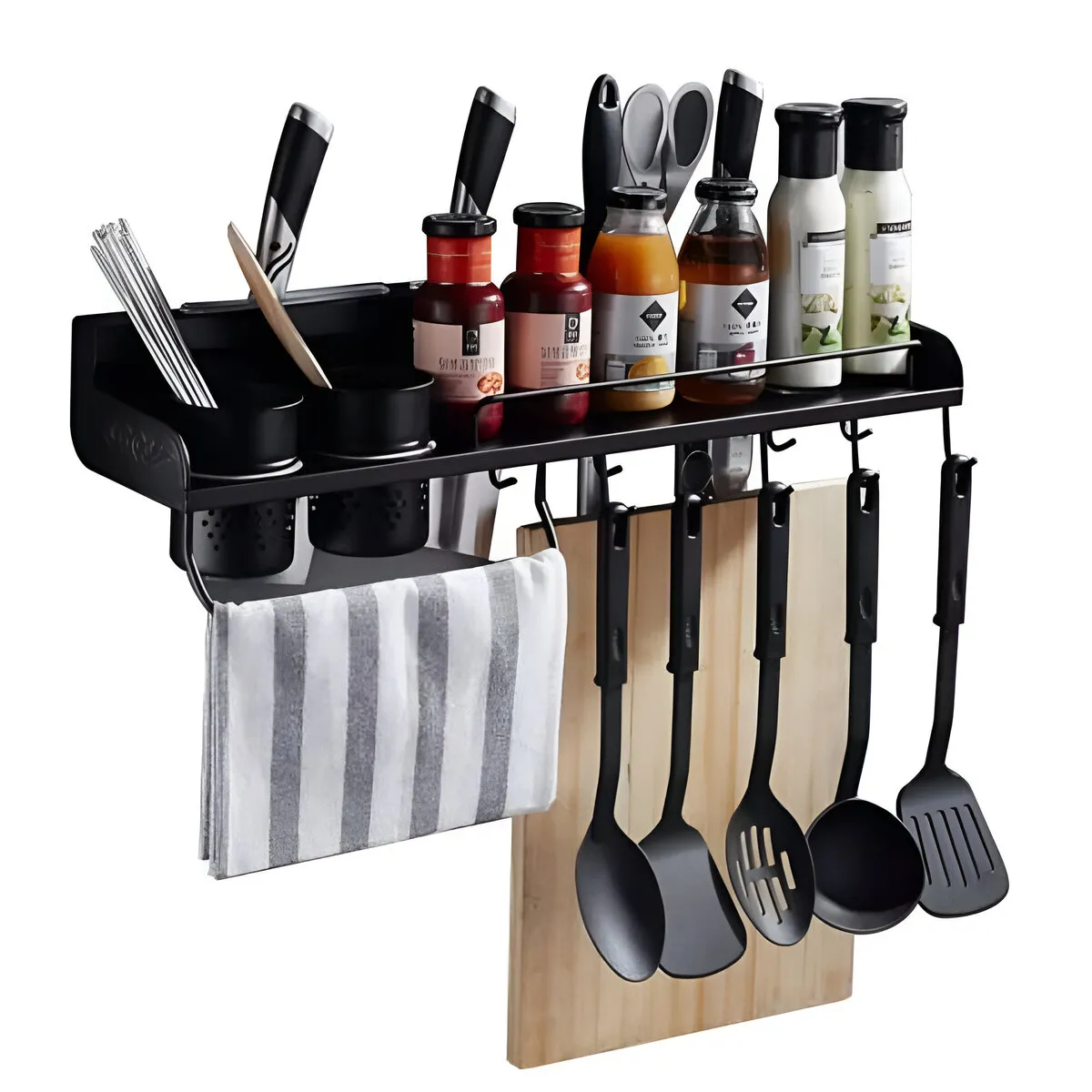 ELMEJORPRECIO - Repisa Organizador De Cocina Porta Cubiertos Cuchillo Especias 80cm