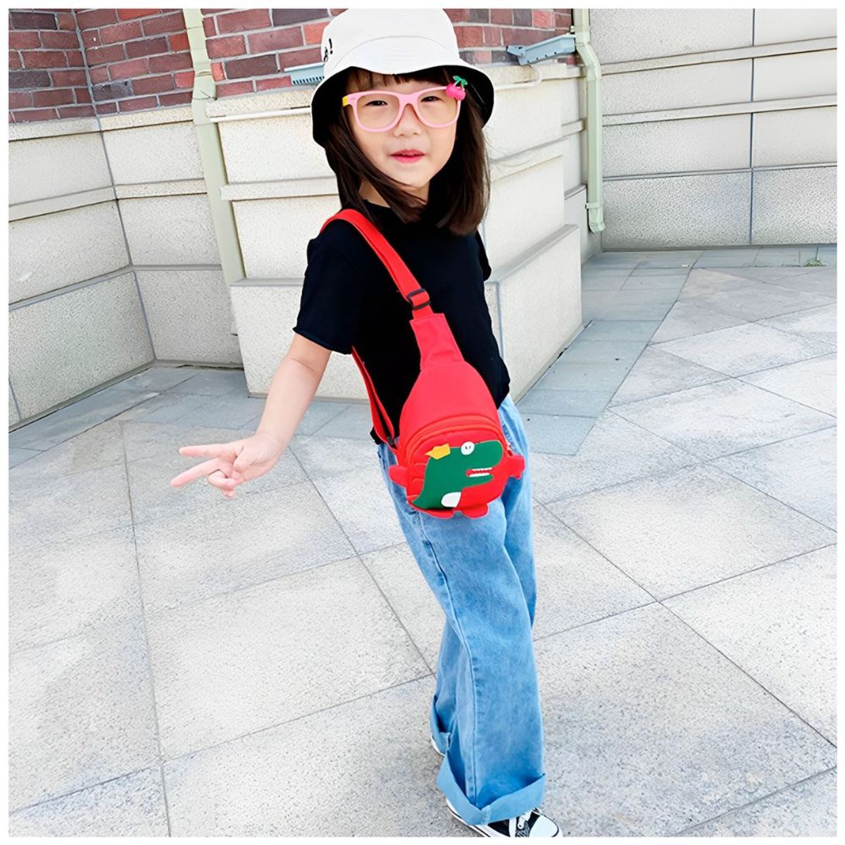 MINARI - Morral Riñonera Bandolera Canguro de Dinosaurio para Niños RJ 890M