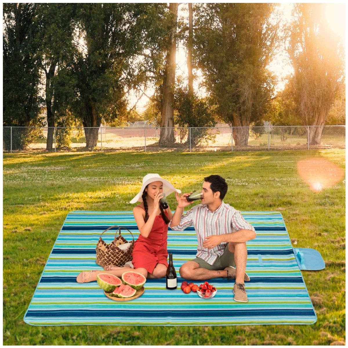 MINARI - Alfombra Manta para Picnic Camping Playa XL Rayas AZ 19M