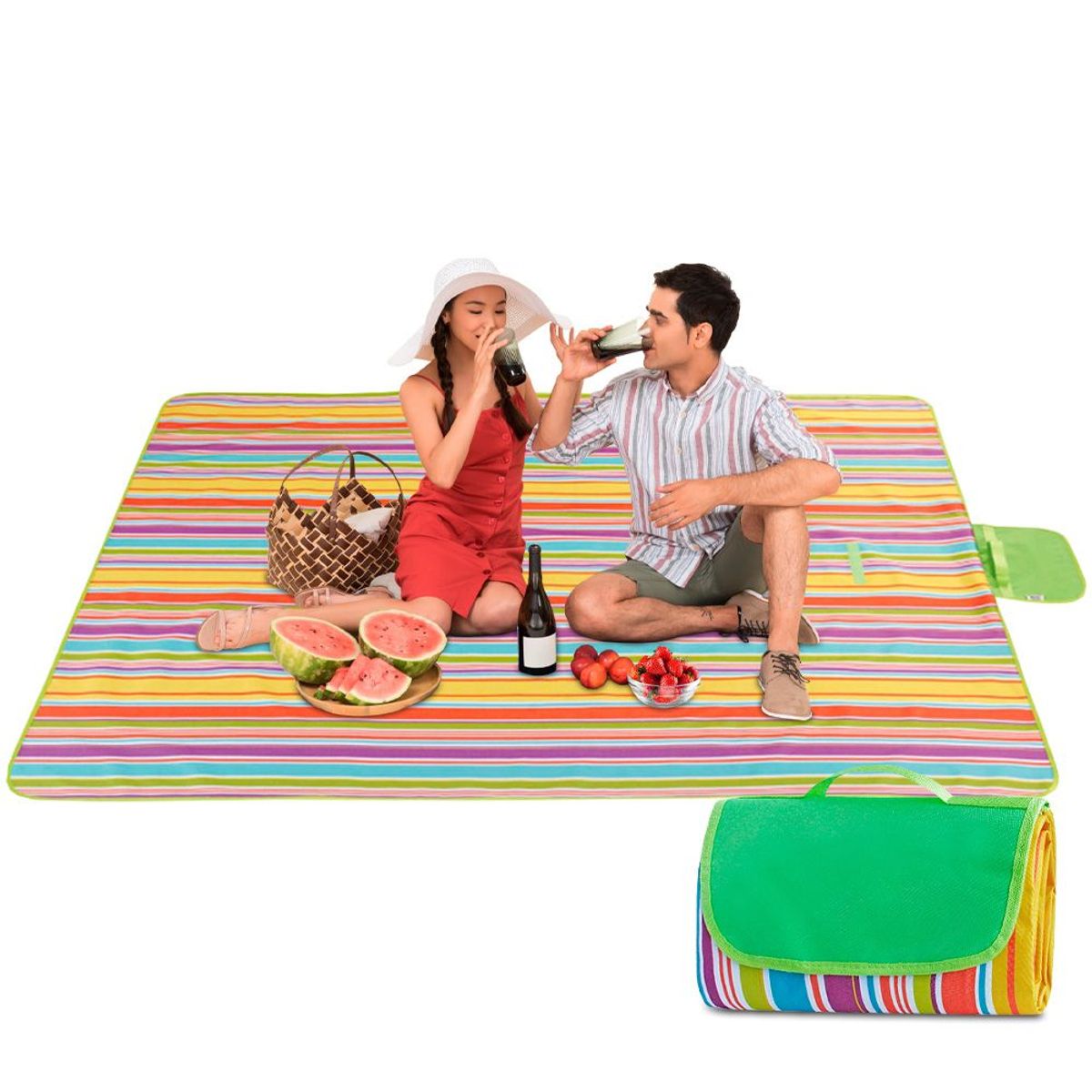 MINARI - Alfombra Manta para Picnic Camping Playa XL Rayas FC 19M