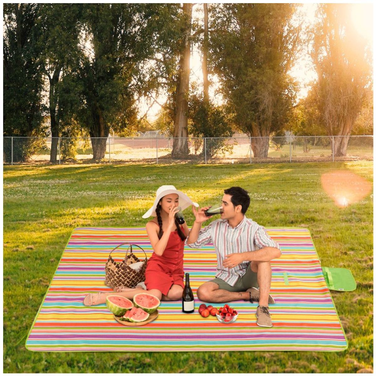 MINARI - Alfombra Manta para Picnic Camping Playa XL Rayas FC 19M
