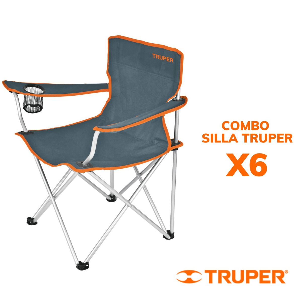 TRUPER - Combo Silla Plegable para playa  X6 Truper
