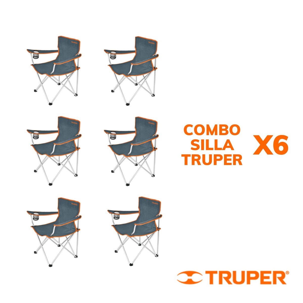 TRUPER - Combo Silla Plegable para playa  X6 Truper